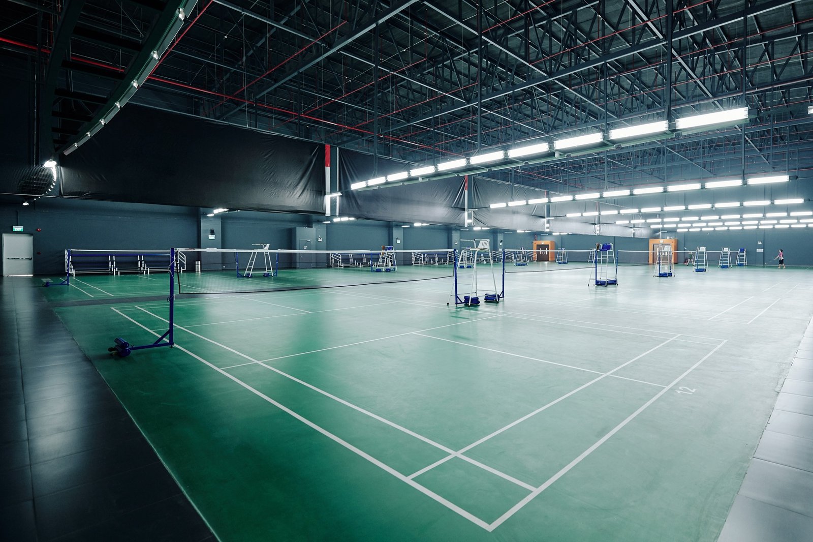 Courts for playing tennis and badminton